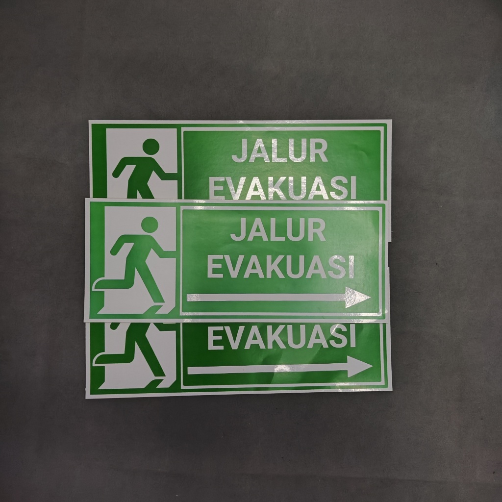 

STIKER TANDA LABEL PENUNJUK ARAH JALUR EVAKUASI