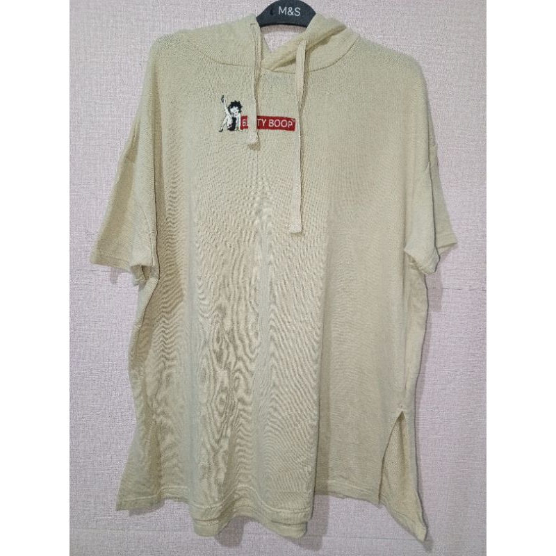 Baju Sweater Hoodie lengan pendek wanita size jumbo oversize Betty boop vintage second like new