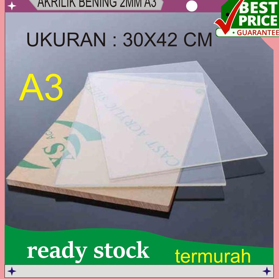 

Dijamin Ori AKRILIK TRANSPARAN AKRILIK BENING 2MM A3 42x3CM