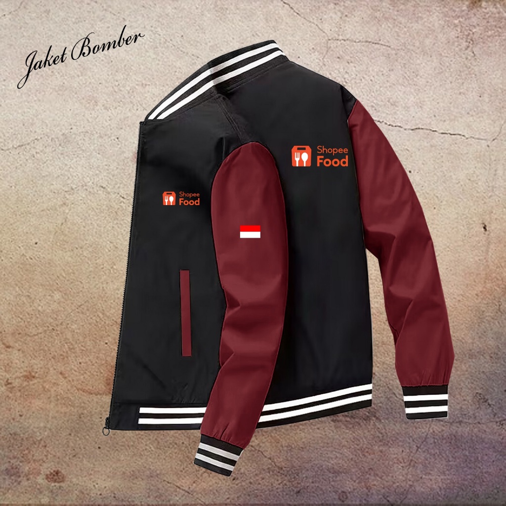 jaket bomber shopeefood pria terbaru jaket parasut pria shopee waterproof jacket zipper food murah