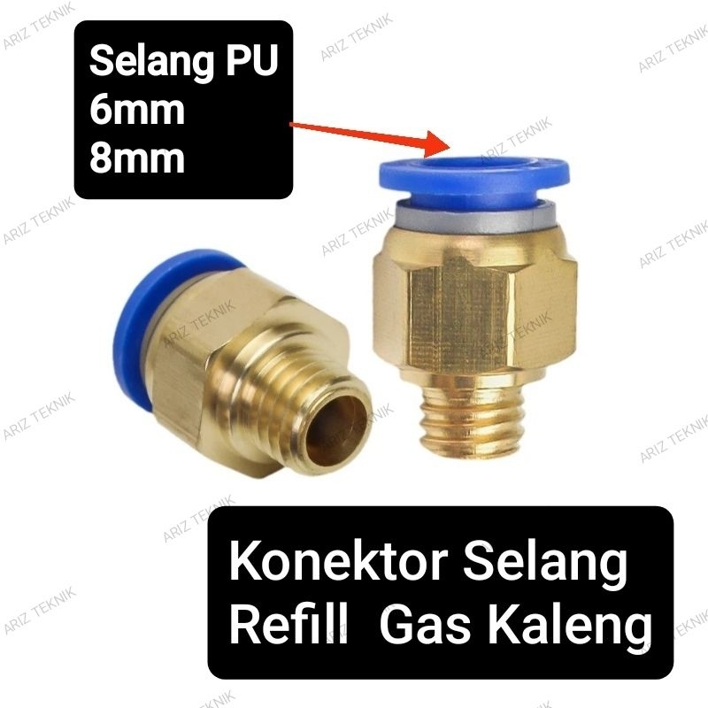 Konektor Fitting Selang Refill Gas Kaleng Portable Drat Luar