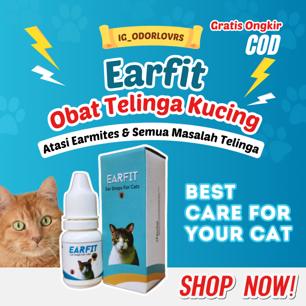 OBAT Earmite / tungau tetes telinga Kucing EARFIT Obat Kutu Telinga Kucing bernanah Bau Telinga Koto
