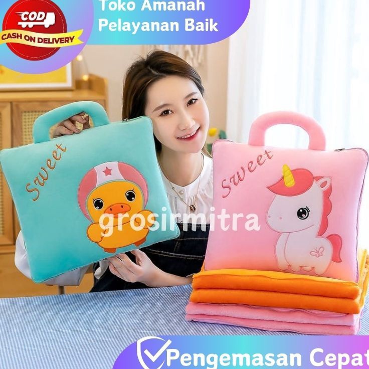 Terlaku Balmut Bantal Selimut Anak Dewasa Set 2 in 1 Multifungsi Selimut Lembut Karakter Lucu Mainan