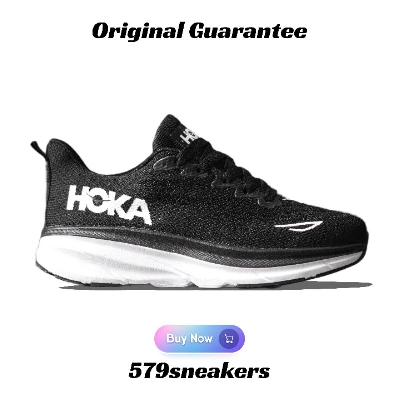 Hoka Clifton 9 Black White Running Shoes - Sepatu Hoka Clifton 9 Original