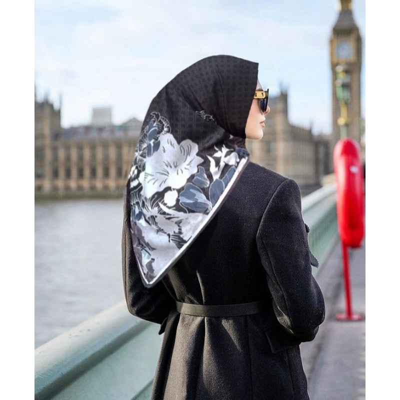 SALE HIJAB / BEFII HITAM / COD / KERUDUNG VOAL MOTIF / SEGI EMPAT VOAL / JILBAB TERBARU / LASER CUT 