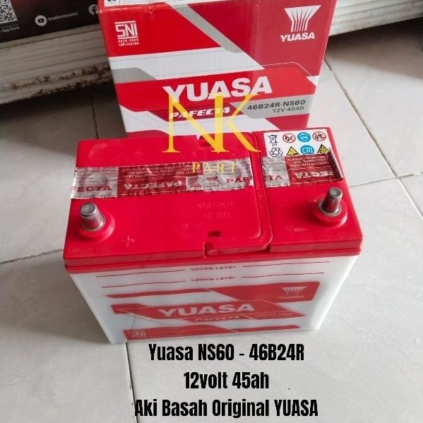 Aki Mobil Toyota Avanza, Rush, Starlet, Raum Accu Yuasa NS60 Basah 45Ah