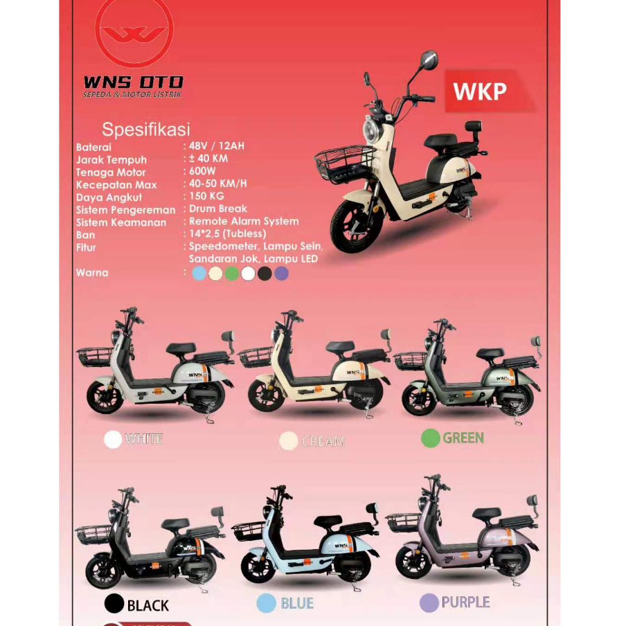 Sepeda Motor Listrik WNS OTO WKP Roda Dua Dragon Fly Garansi SNI  Mopet Setara Nimbuz Nimbuzz Motor 
