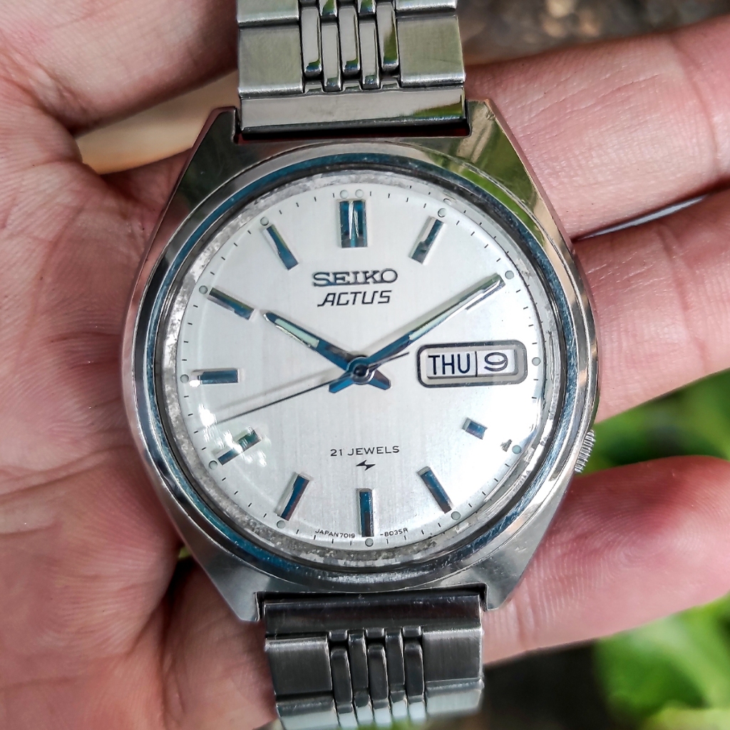 Seiko Actus no branding 5 White Linen Dial JDM Rare item Automatic