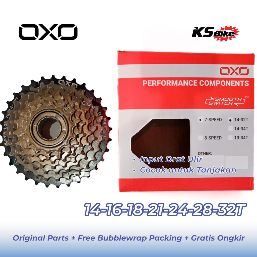 Freewheel Drat Ulir 6 7 Speed OXO Megarange 14-28T 14-32T Sprocket Sepeda Gunung MTB Lipat Freewheel