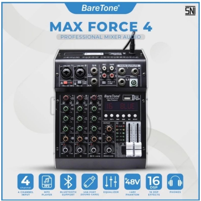 Mixer Audio BareTone Max Force 4-Profesional Mixer 4 Channel