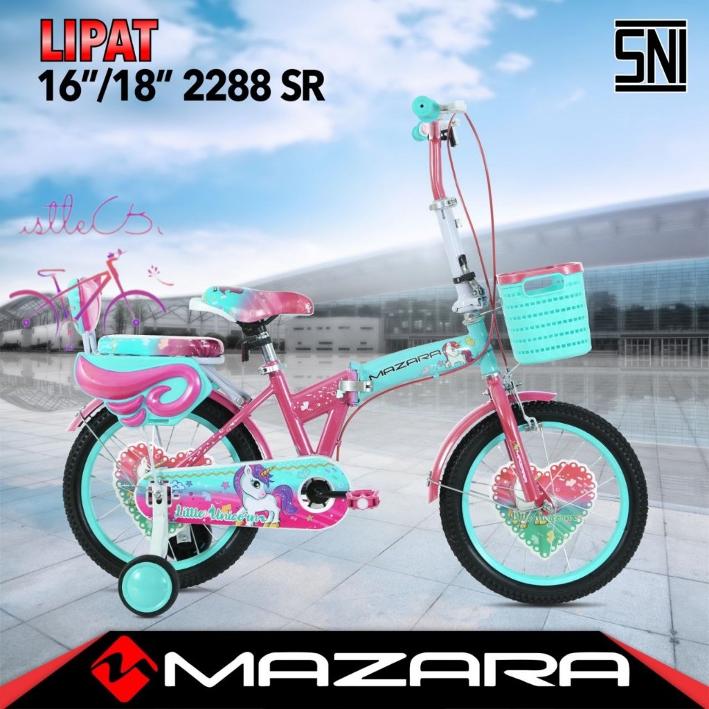 Sepeda Lipat Anak Perempuan LIPAT MAZARA 2288 SR Ukuran 16 & 18 Inch