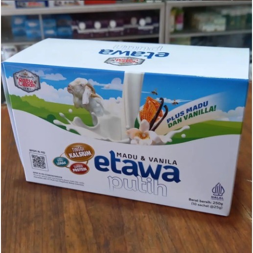 

Susu Kambing Etawa Putih Ratu Lebah Plus Madu Vanila BPOM 10 Sachet