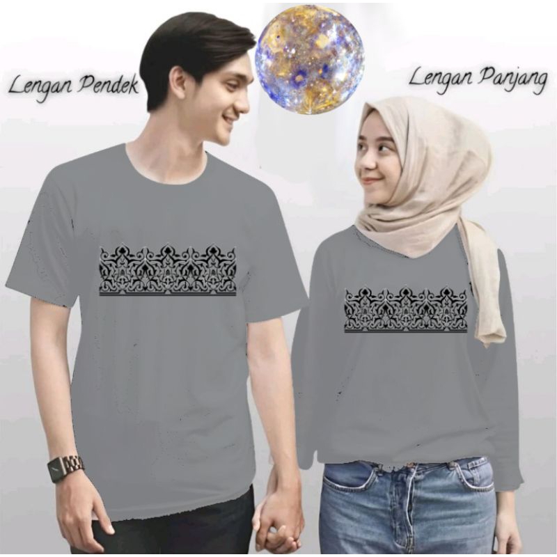 KAOS COUPLE PDLP MOTIF BATIK LENGAN PANJANG PENDEK DEWASA COWOK CEWEK UNISEX SEPAKET SUDAH DAPAT 2BA