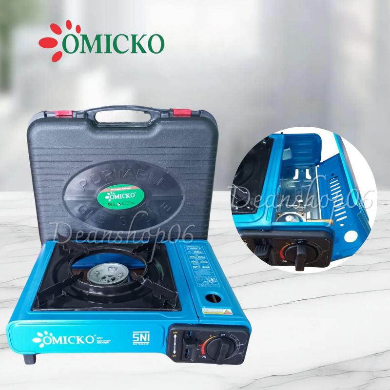 Kompor Gas Omicko Portable 2 In 1 Camping Satu set Kompor Portable Mini Dengan Koper