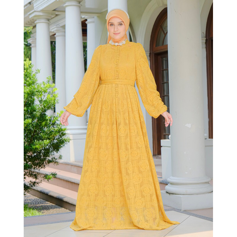 Ounadoutfit - Princess dress eid series - dress brokat premium - gaun pesta muslimah - dress wanita 