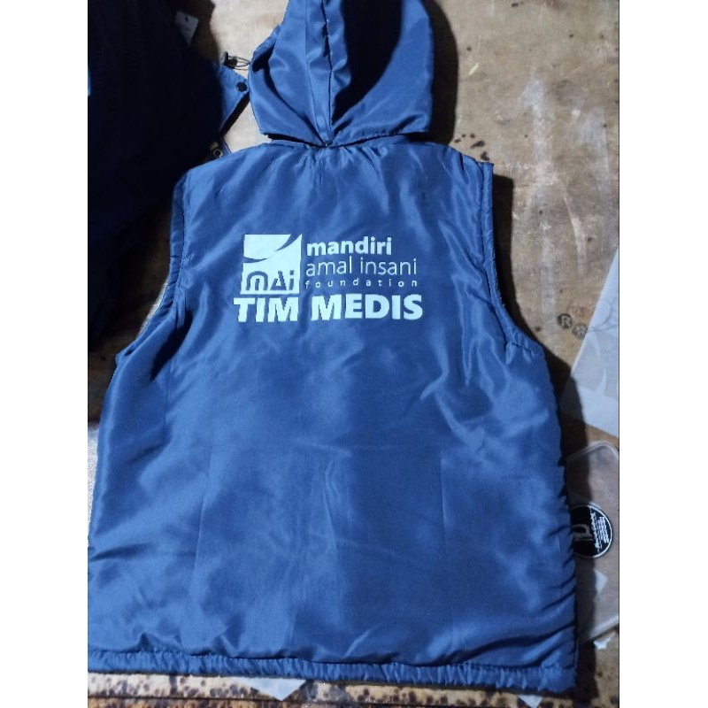 rompi bahan parasut ,rompi parasut plus sablon