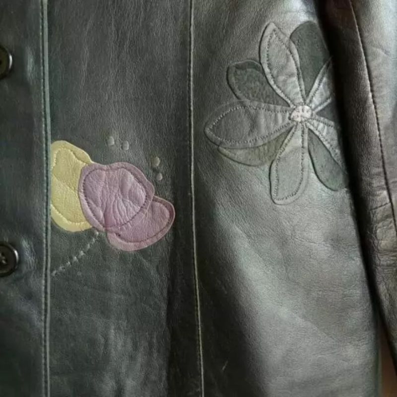 y2k preloved thrift jaket kulit hitam black leather jacket