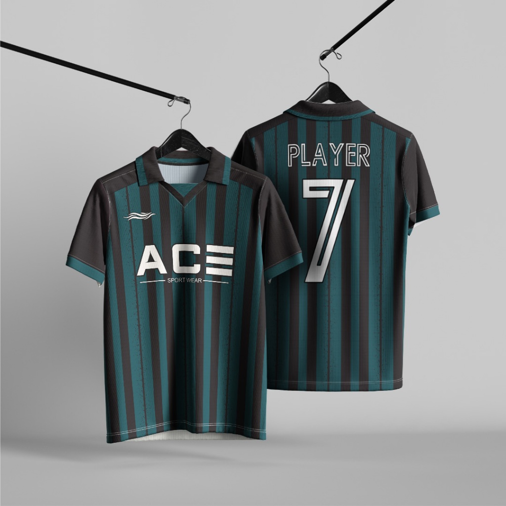 Jersey Bola Futsal Setelan Dewasa Simpel Garis Jerset Custom Nama Logo Nomor