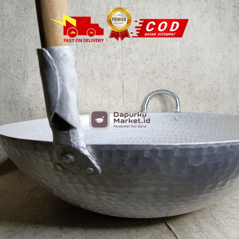 Wajan Nasi Goreng Jumbo lebar 50cm| Kuali penggorengan Gagang tebal