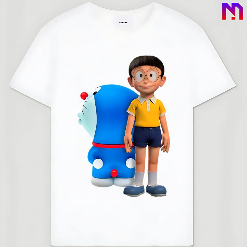Kaos Pria Wanita Unisex Anak Dewasa Anime Doraemon Nobita 3D 3 Dimensi