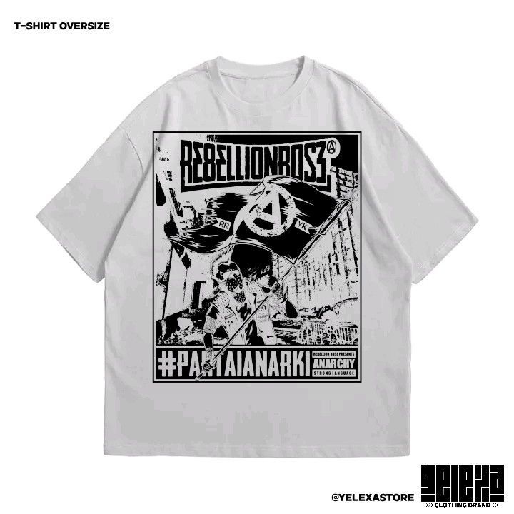 KAOS OVERSIZE  BAND PUNK REBELION ROSE