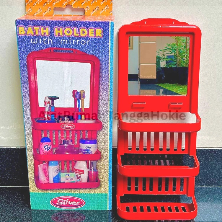 Pasti Murah Rak Cermin Kamar Mandi Dinding Sabun Tempel Kosmetik Make Up Kaca Gantung Tempat Sabun K