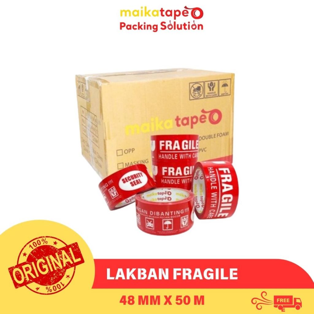 

OPP TAPE / LAKBAN FRAGILE MERAH MAIKATAPE 48MM (1BOX)