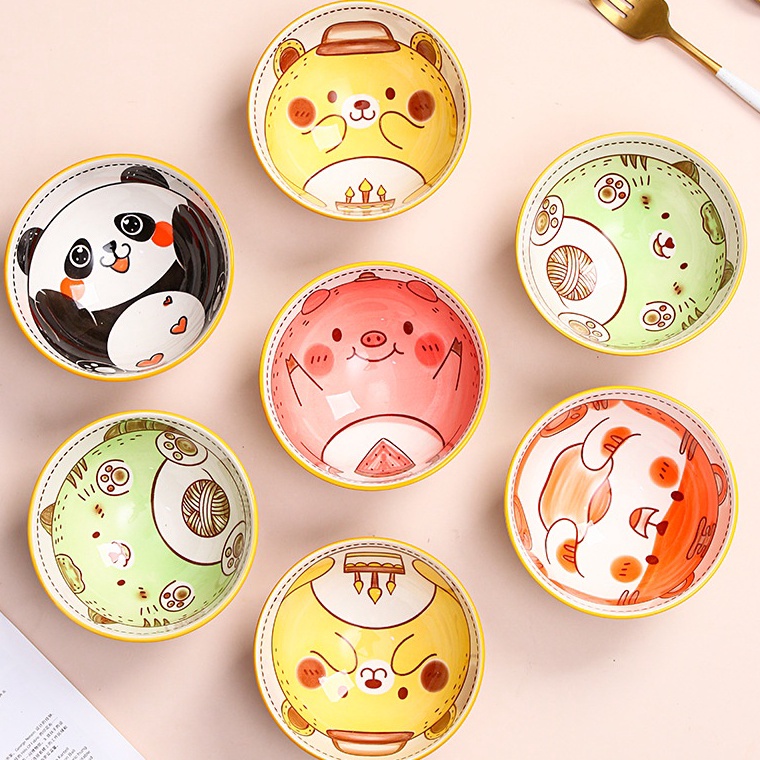 Terbatas CODMangkok Set Keramik Motif Hewan lucu  Hampers Mangkok souvenir Hadiah  Nature Fresh Mang