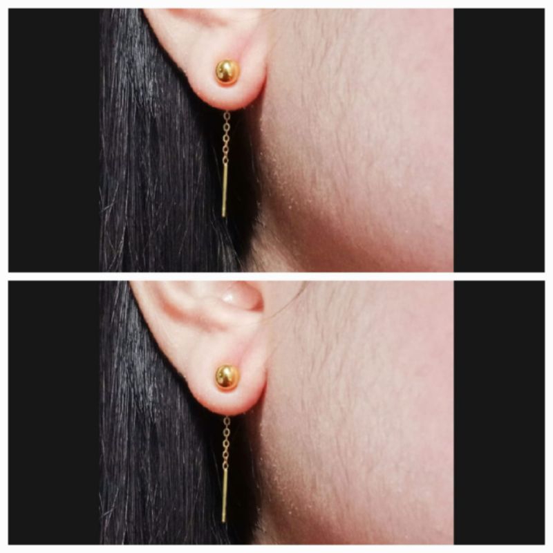 anting tusuk bulet gantung emas muda