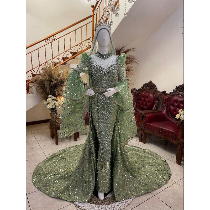 GAUN PENGANTIN PREMIUM EKOR LEPAS PASANG