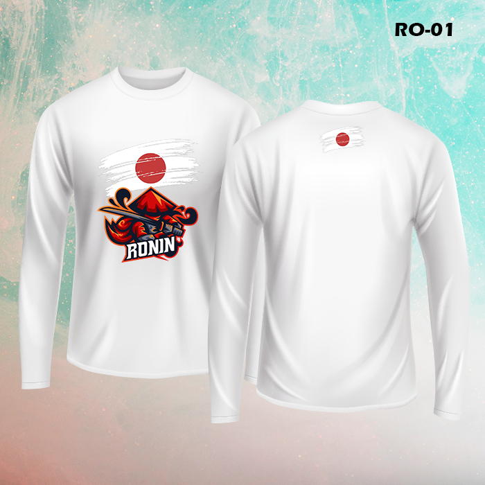 Kaos Distro Pria Lengan Panjang Putih Premium Tema Ronin Samurai Jepang (RO)