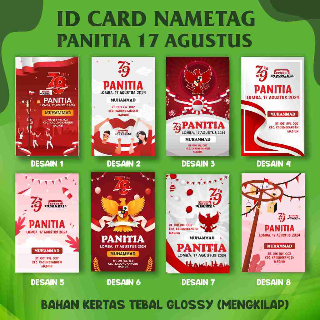 Name Tag Nametag Panitia 17 Agustus Id Card Panitia Jalan Santai Nametag Panitia Lomba 17 Agustus