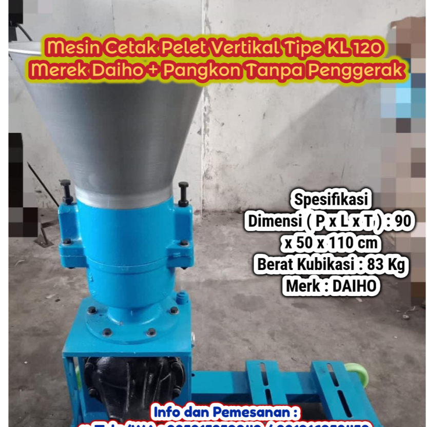 Mesin Cetak Pelet Vertikal Tipe KL 120 Merek Daiho + Pangkon Tanpa Penggerak