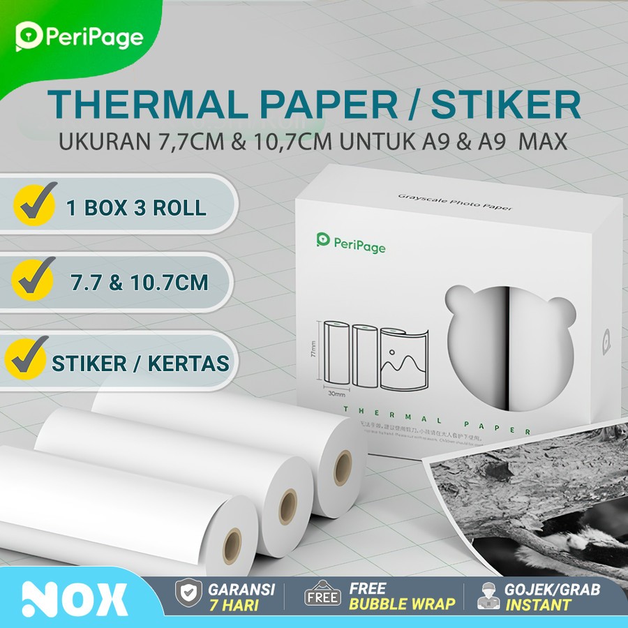 

Peripage kertas paper thermal stiker 5.6cm| 7.7cm|10,7cm A6 A9 MAX PRO