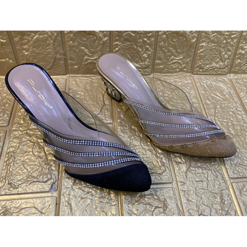 sandal pesta hak purple shoes