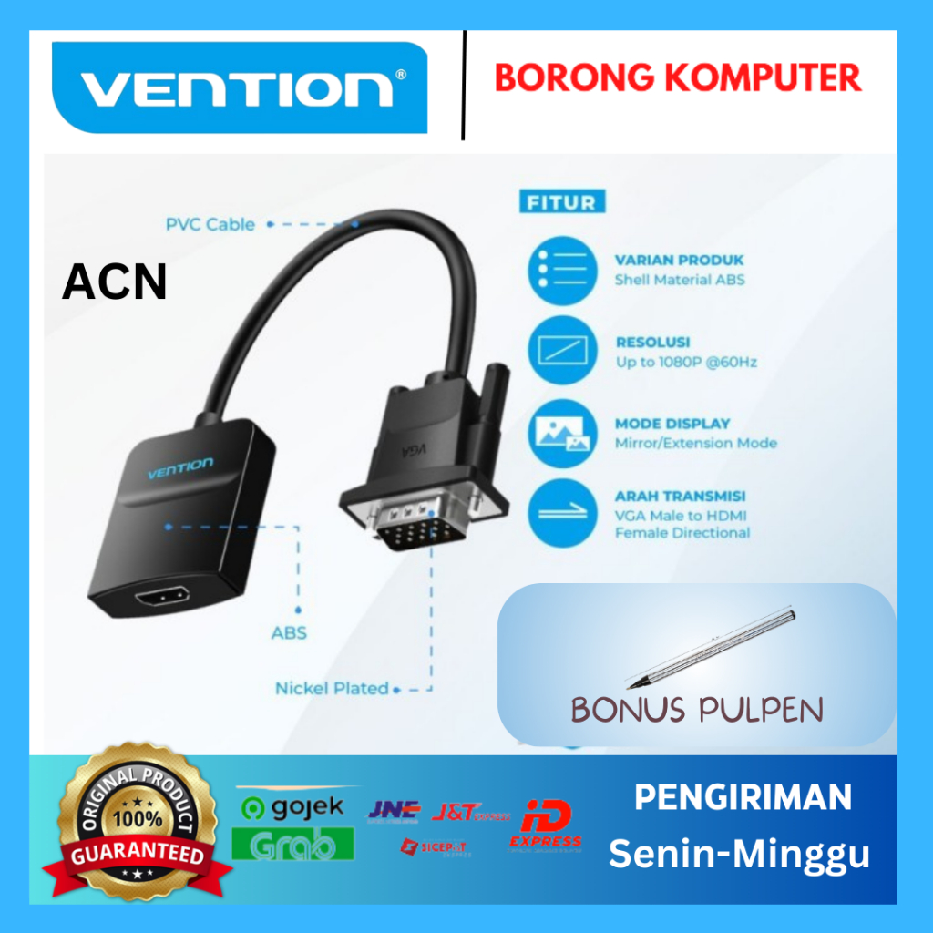 Vention ACN Adapter Converter VGA Male to HDMI Female- VENTION