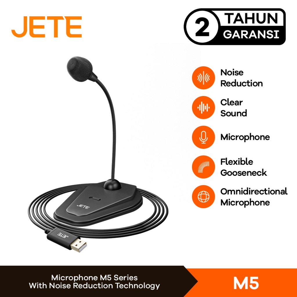 JETE M5 Microphone USB | Mic External for PC Zoom Online Meeting - Garansi 2 Tahun