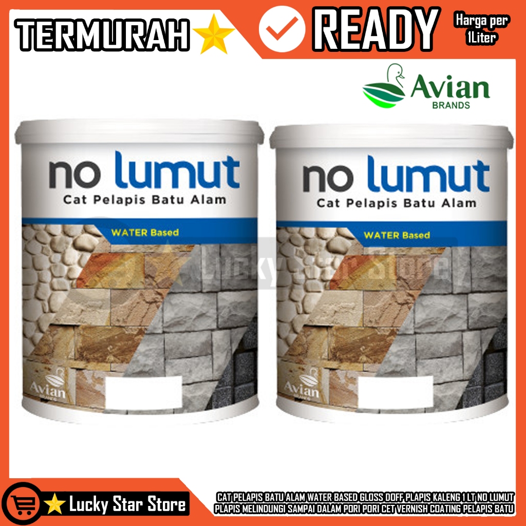 AVIAN NO LUMUT 1LT WATER BASED CAT VERNISH COATING PELAPIS BATU ALAM CANDI CLEAR GLOSS DOFF PLAPIS K