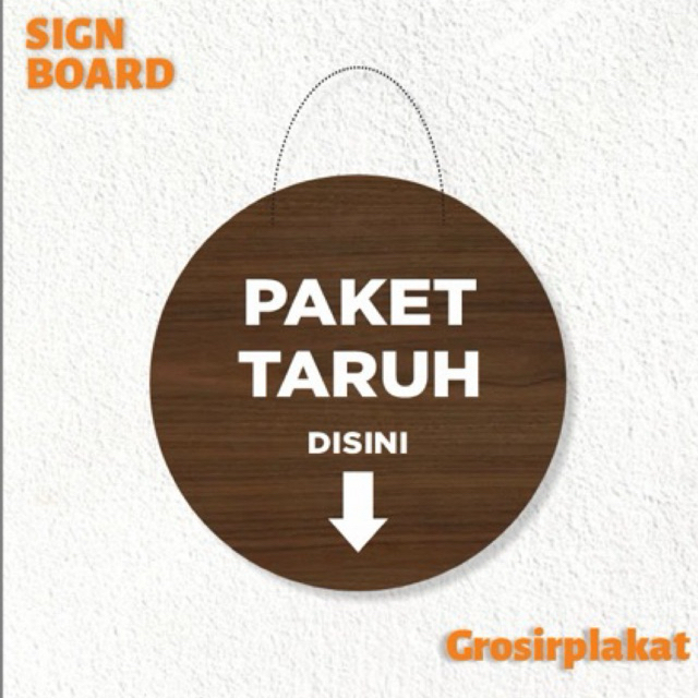 

Signane Paket Taruh Disini Sign Board Kayu Petunjuk Kurir Gantungan Label Tulisan