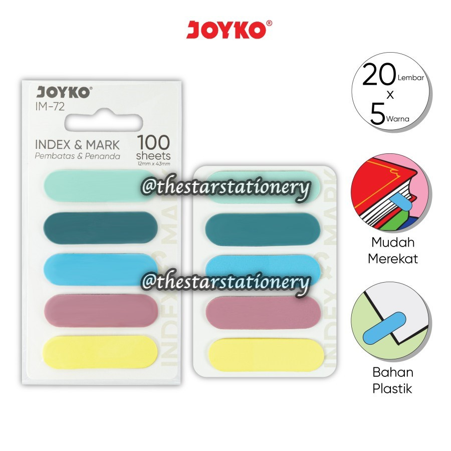 

(1 Set) GROSIR Index & Mark Penanda Pembatas Memo Joyko IM-72 Plastik 5 Warna