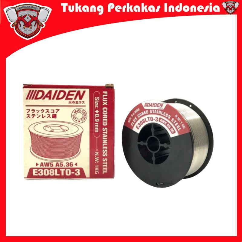 Daiden kawat las flux core 0.9 mm Stainless steel wire mig kawat las mig khusus stainless