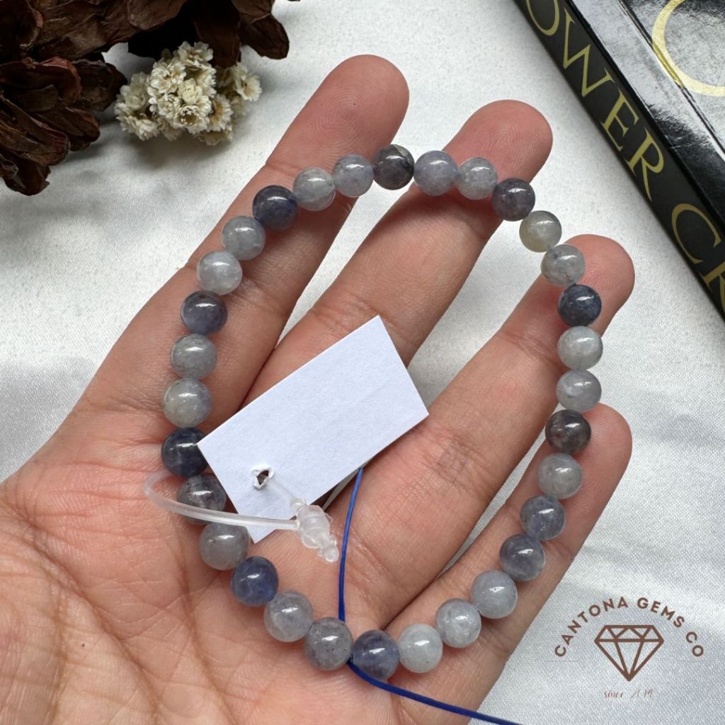 Gelang Batu Alam Asli Iolite 5mm
