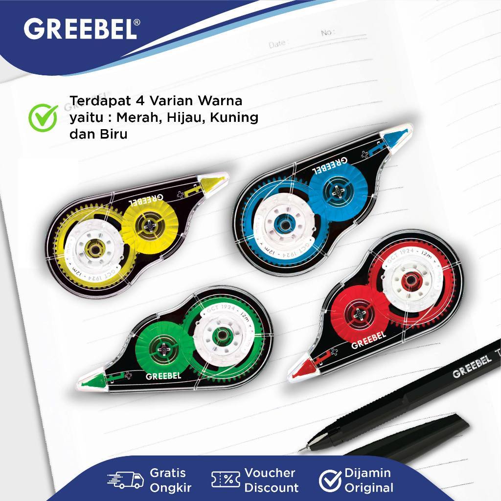 

GREEBEL CORRECTION TAPE GCT-1924 / Correction tape cpt kering gk bau utk atk/anak sekolah