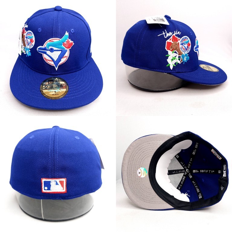 TOPI FITTED MLB BLUE JAYS BIRU NAVY PATCH