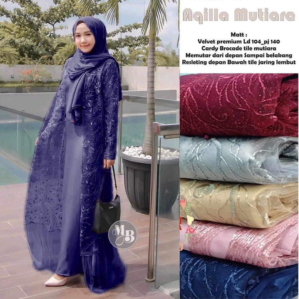 Aqila Mutiara Gamis Brokat by Sienna Fashion Gamis Brokat Premium Kekinian