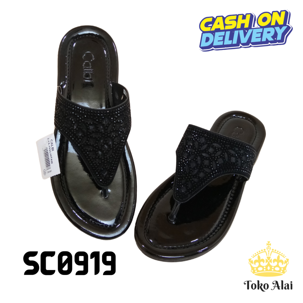Sandal Slop Cewek Wanita Dewasa Wedges CALBI Asli Kekinian Pesta Kondangan Wisuda Mewah Elegan Forma