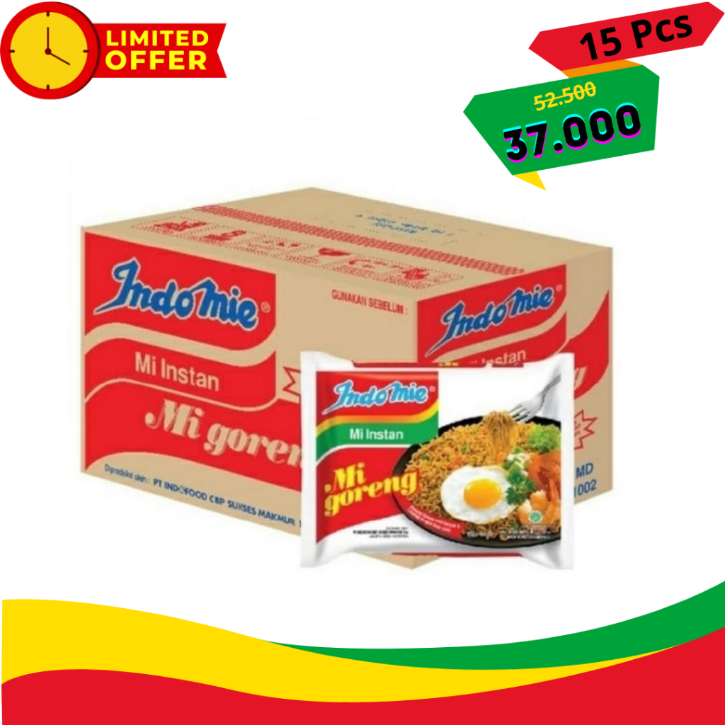 

[ Indomie 15 Pcs 37.000 ] Indomie Mi Goreng Mie Instan 85 gr x 15 Pcs | Indomie Goreng Original