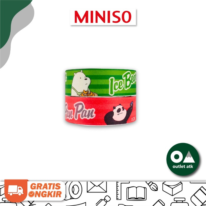 

Miniso Washi Tape Bare Bears - Decoration / Masking / Selotip Kertas Motif