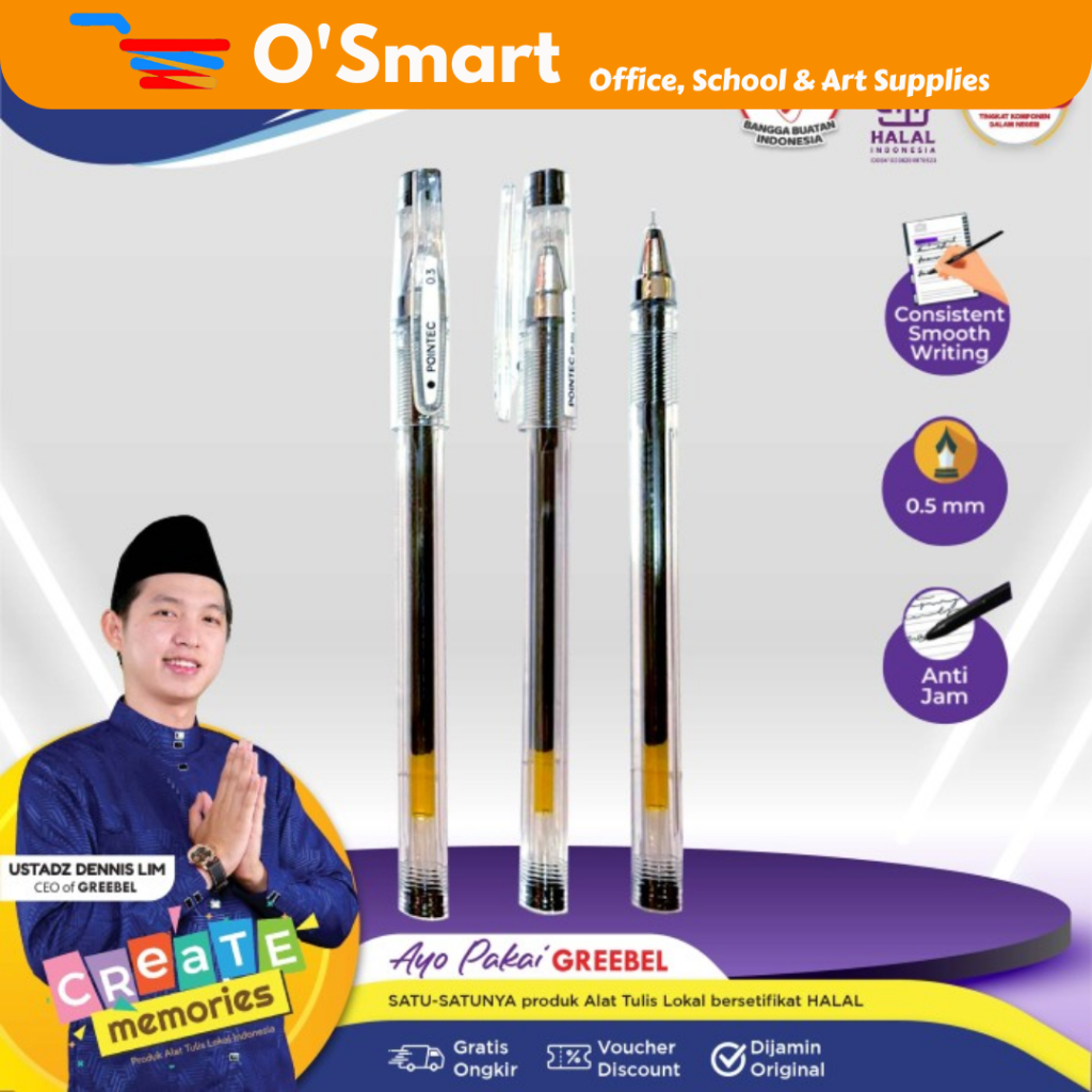 

GREEBEL GP-506 pena gel hitam pointec ( 12 )