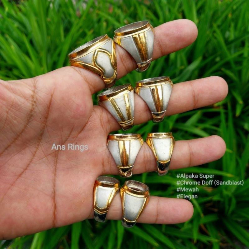 ELEGAN‼️ Ring Emban Akik Alpaka Super Doff Kombinasi / Chrome Gold SUPER